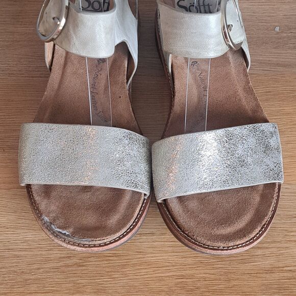 Sofft Bali Women 8 Silver Leather Slingback Open Toe Low Heel Sandals - Picture 9 of 12